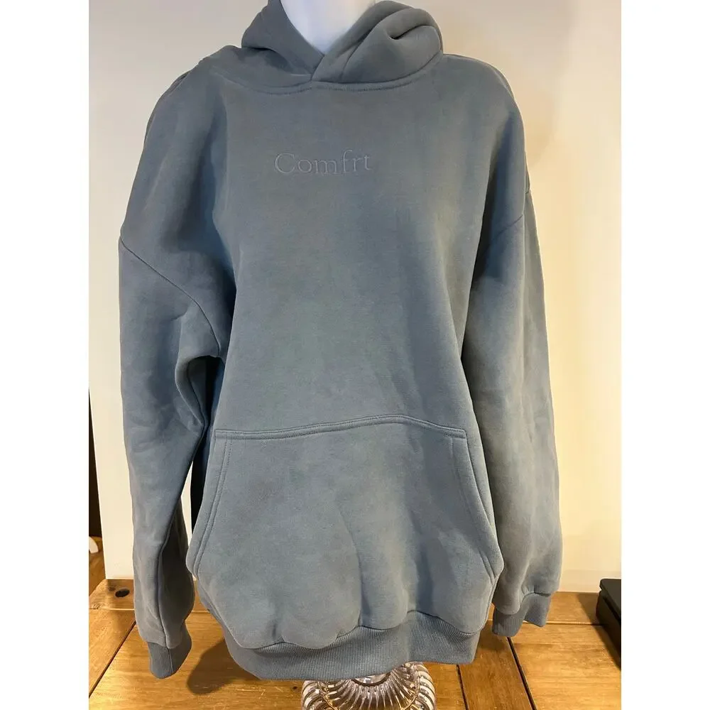 COMFRT M Slate Blu Soft Kangaroo Pocket Oversized Weighted Anti Anxiety Heavy - Picture 4 of 11